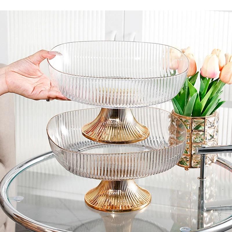 Plastic Fruit Plate High Foot Living Room Table Top Candy Nut Snack Decoration Household Food Storage