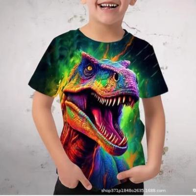 Summer Round Neck 3D Oil Painting Dinosaur Printed Top Fashionable Casual Short Sleeved Children's Boy T-shirts