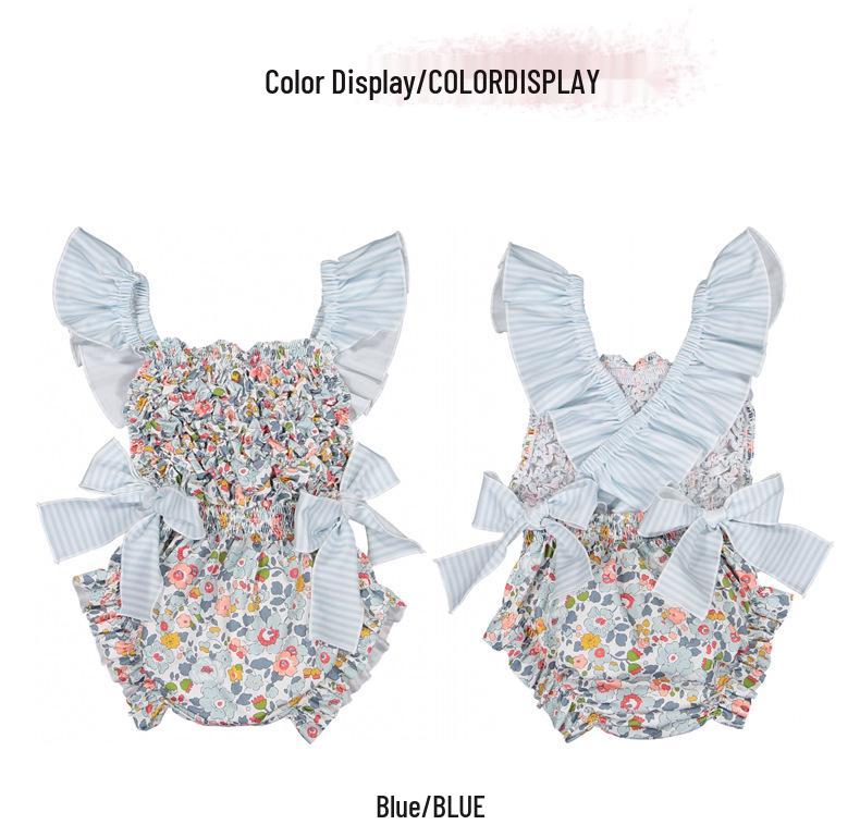 Summer Girls' One-Piece Swimsuit: Cute Blue and Pink Print