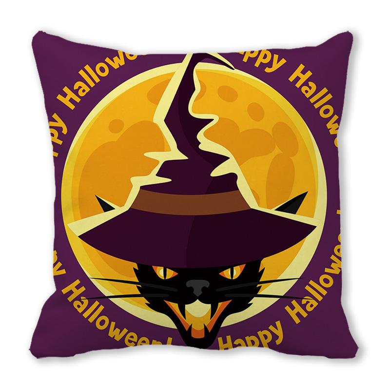 Home Decor Happy Halloween Cushion Cover Pumpkin Print Decorative Pillowcase Demon Cushion Cover 45x45cm Funda De Almohada