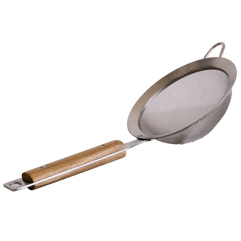 Stainless Steel Strainer Colander Wooden Handle Fine Mesh Skimmer Frying Food Scoop Oil Filter Household Kitchen Utensils