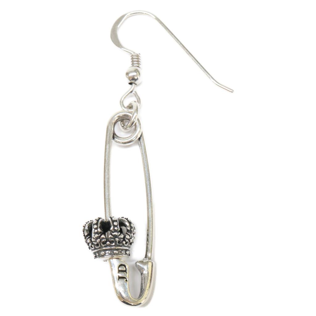 JustinDavis [Excellent Condition] SEJ323 2 925 THRASH Crown Safety Pin Motif Single Ear Hook Earring Silver Oxidized finishUsed