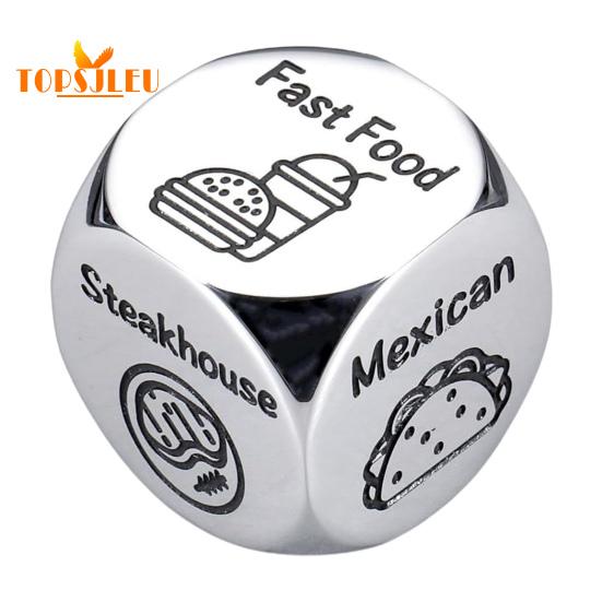 Food Decision Dice Stainless Steel,Date Night Meal Decision Maker,Valentines Day Movies Decision Dice for Couples