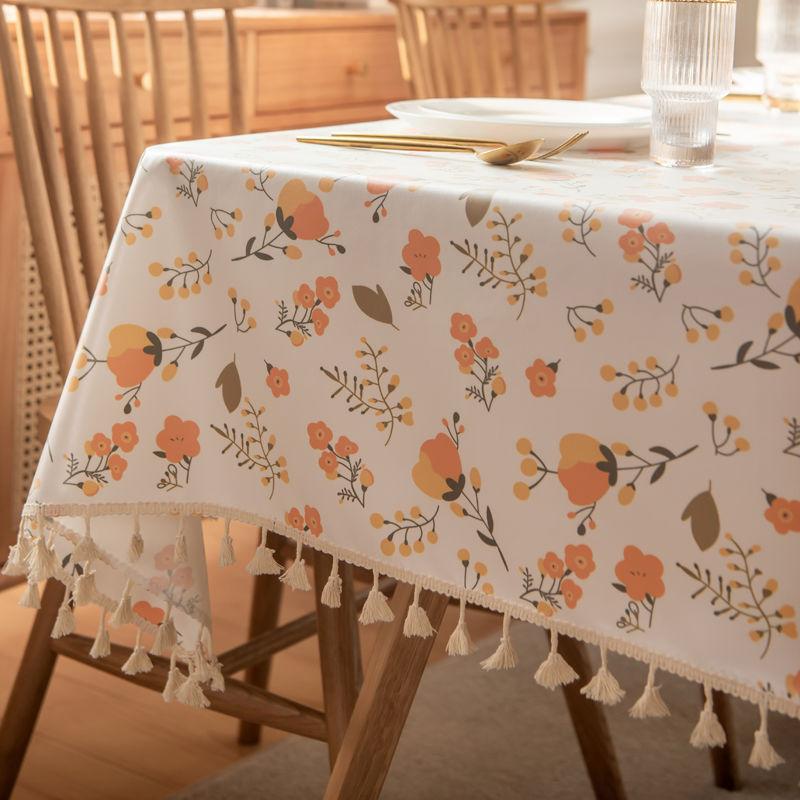 Waterproof Tablecloth Anti Oil Anti Scald Wash Free Cover Rural Style Small Fresh Tea Table Rectangular Dining Table Cloth