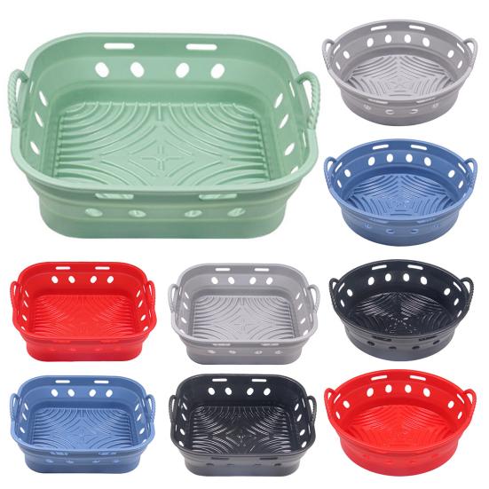 Foldable Round/Square Air Fryer Liner Basket 8.5 Inch Air Fryer Silicone Pot Reusable Baking Tray Accessories for 3.6-6.8 QT Oven Microwave