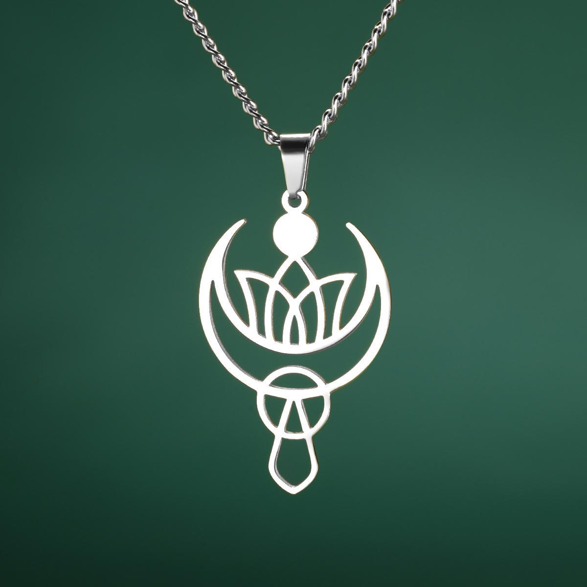 Dawapara Lotus Flower of Life Necklace Stainless Steel Women Jewelry Buddhism Peace Symbol Yoga Meditation Amulet Pendant