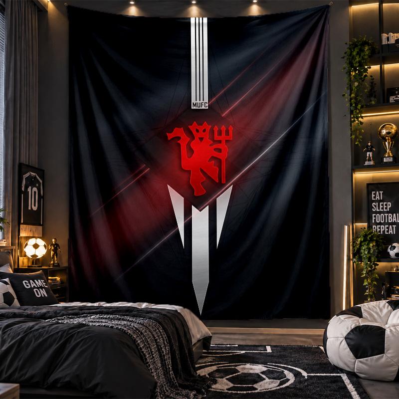 Arazzo da Appendere alla Parete Stampa Manchester United FC Tessuto per Soggiorno Camera da Letto Decorazione per la Casa