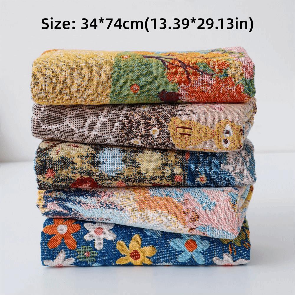 Cute 34x74cm Pure Cotton Face Towels 4 Layer Cotton Gauze Soft Large Hand Towel Absorbent Cartoon Dish Cloth for Kids Children