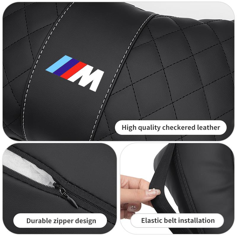 WCHT7 For BMW Leather Car Headrest Lumbar Support Neck Pillow Waist Cushion Auto Accessories E30 E34 E36 E39 E46 E52 E53 E60 E61 E62