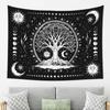 Tree Of Life Tapestry Wall Hanging, Sun And Moon Aesthetic Phase Galaxy Star Black And White Tapestries Nature Aesthetic Home