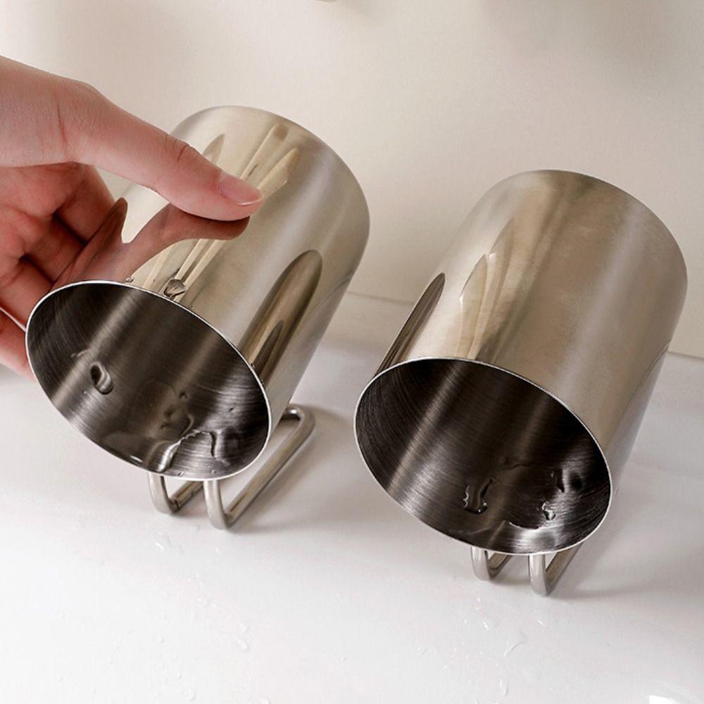 Stainless Steel Toothbrush Storage Cup Minimalist Tooth Brushing Cup Easy Clean Rinse Cup Couple