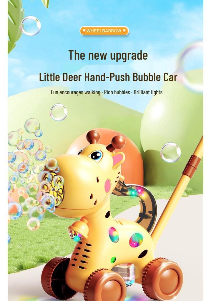 Giraffe Bubble Maker: Children's Push Stroller with Lights