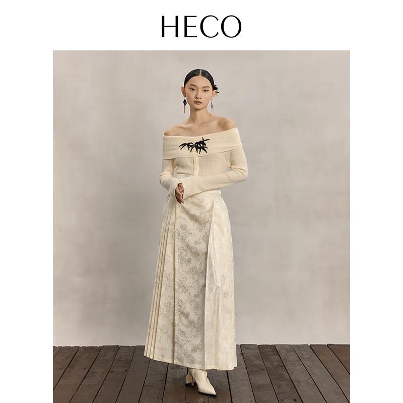 

HECOHECO Women s Off-Shoulder Wool Blend Knit Sweater with Bead Embroidery M