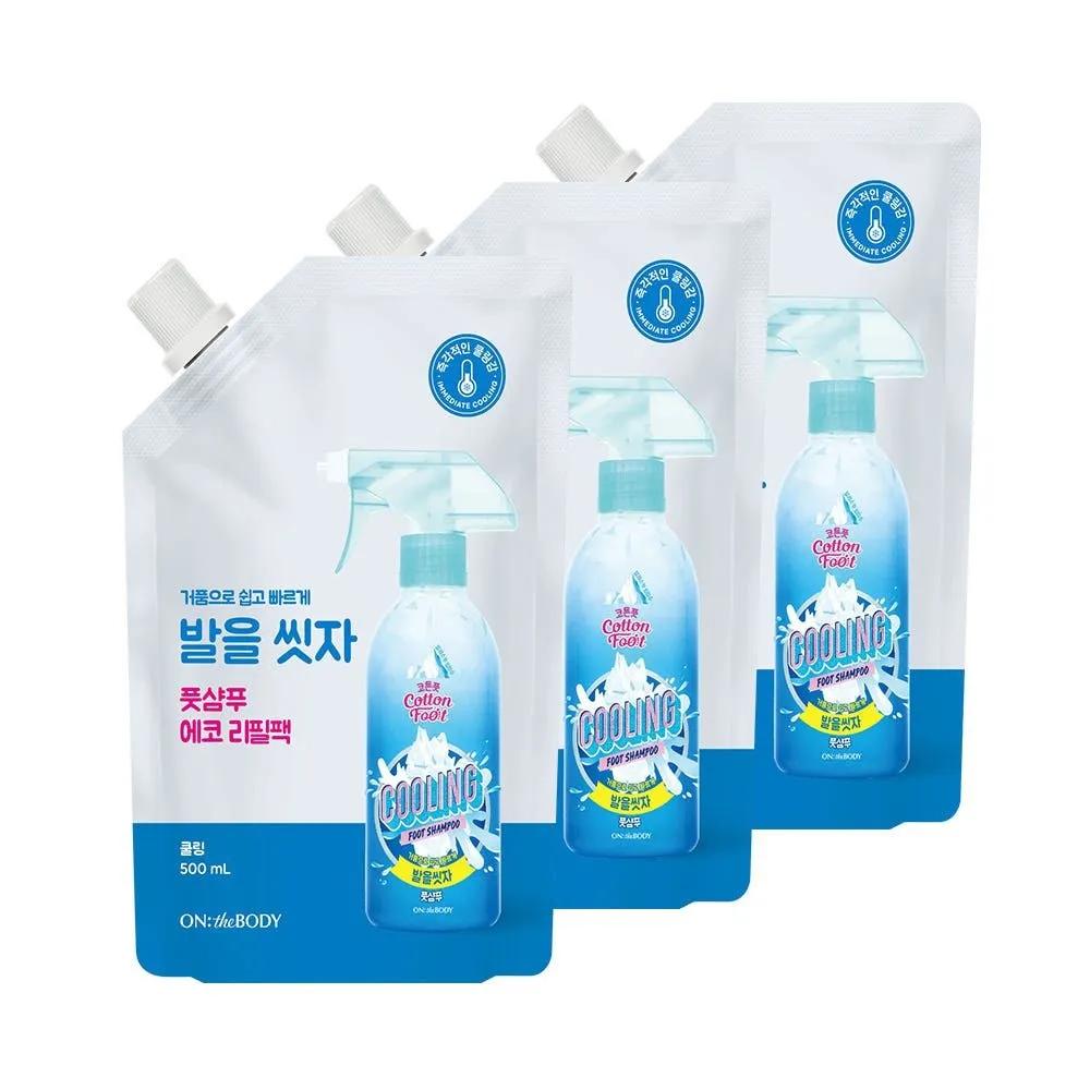 ON THE BODY Cotton Foot Let s Wash Your Feet Foot Shampoo Refill 500ml Cooling 3-Pack