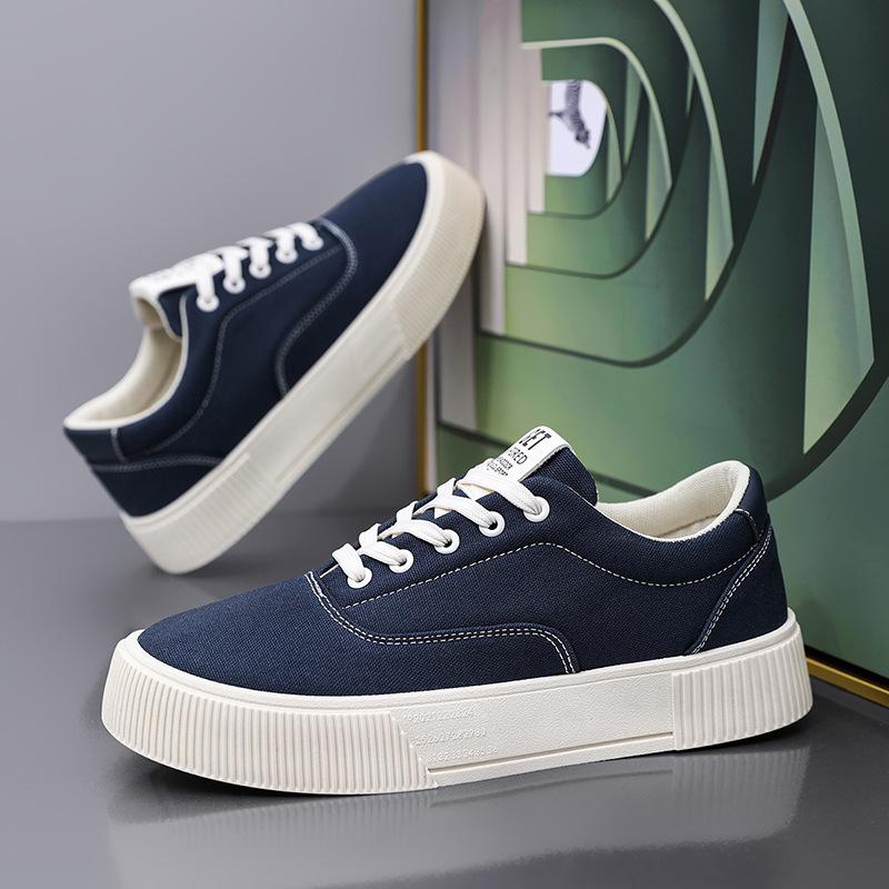 

Холщовые туфли мужские летние трендовые универсальные повседневные туфли для молодых и молодых, толстая подошва, износостойкая подошва, модная верхняя обувь 44 синий