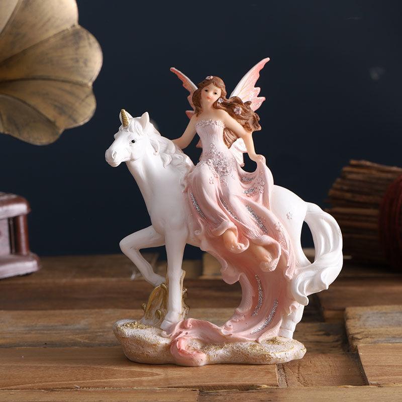 European Cute Elf Girls Resin Angel Figurines Office Desk Fairy Statue KTV Bar Ornaments Decor Home Furnishing Decoration Crafts
