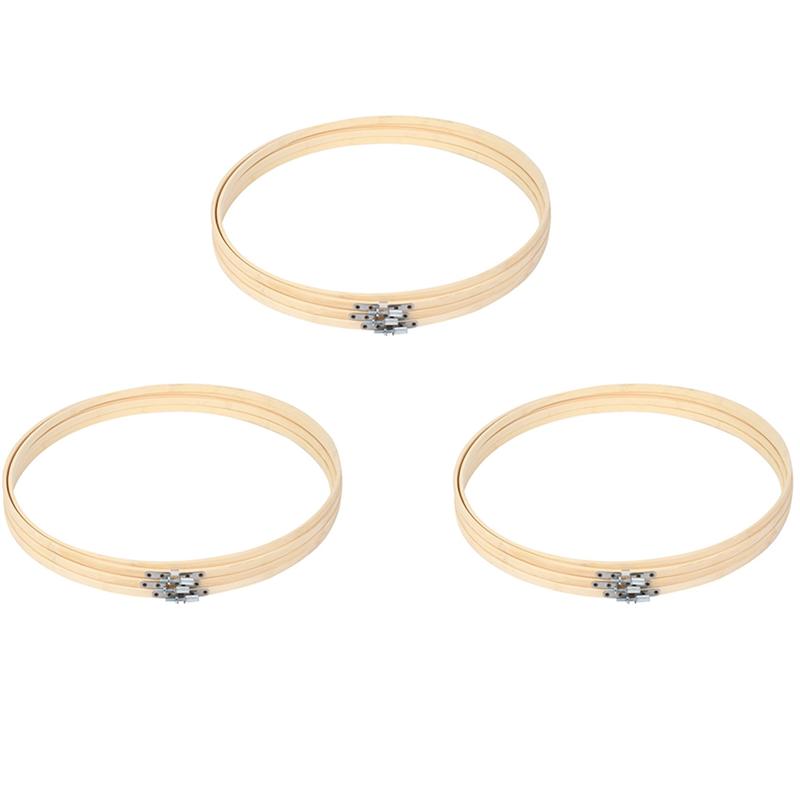

Good-9 Pieces 14 Inch Embroidery Hoops Wooden Round Adjustable Bamboo Circle Cross Stitch Hoop Ring