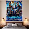 Golden State Warriors 2022 Champions Poster Blue Neon Trophy Curry Team Glow
