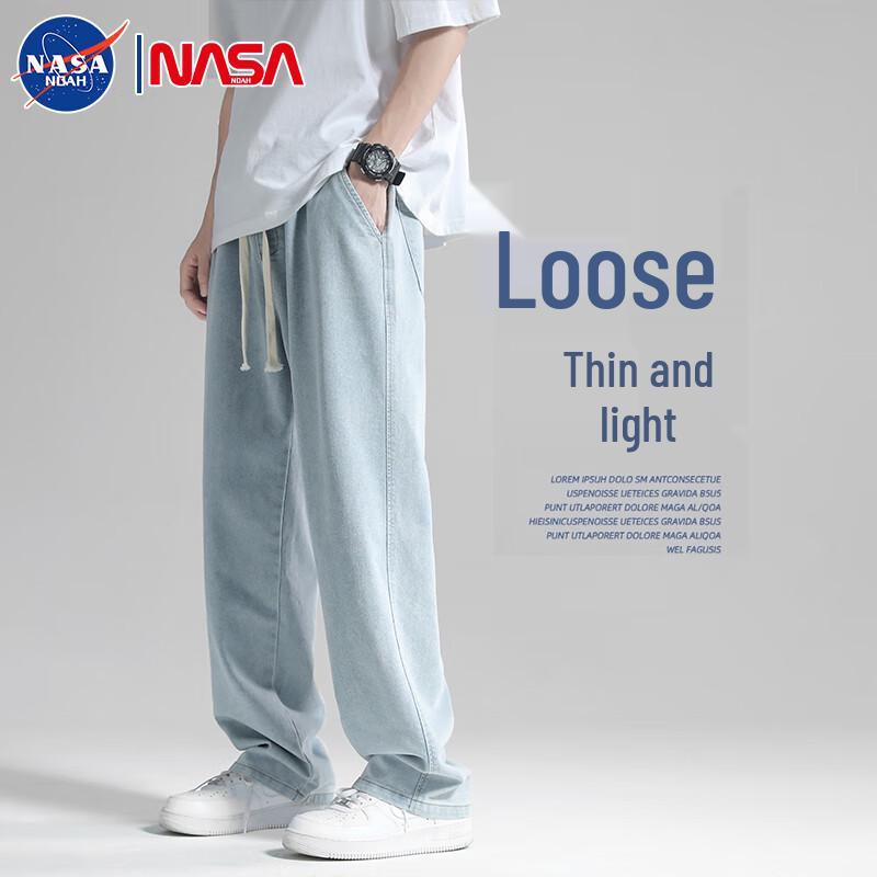NASA NOAH Men's Elastic Waist Straight Leg Jeans