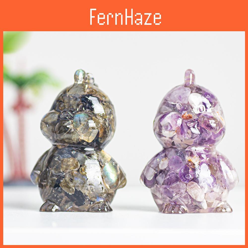 Cute Rooster Zodiac Resin Handheld Ornament With Natural Crystal In Modern Style