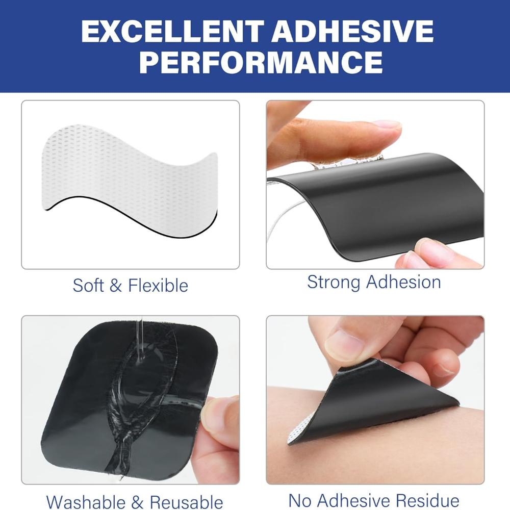 Unit Electrode Pads, 16PCS 2"x2"  Unit Pads for EMS Muscle Stimulator Electrotherapy, Self-Adhesive TENS Pads Replacement, Reusable and Latex-Free