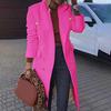 Wool Coat Slim Fit Solid Color Autumn Winter Turn-Down Collar Women Overcoat