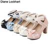 Fashion 2025 Summer New Ladies Platform Heels Cute Bow Lace Princess Mary Jane Lolita Shoes Party High Heel Buckle Women Pumps Pink 32