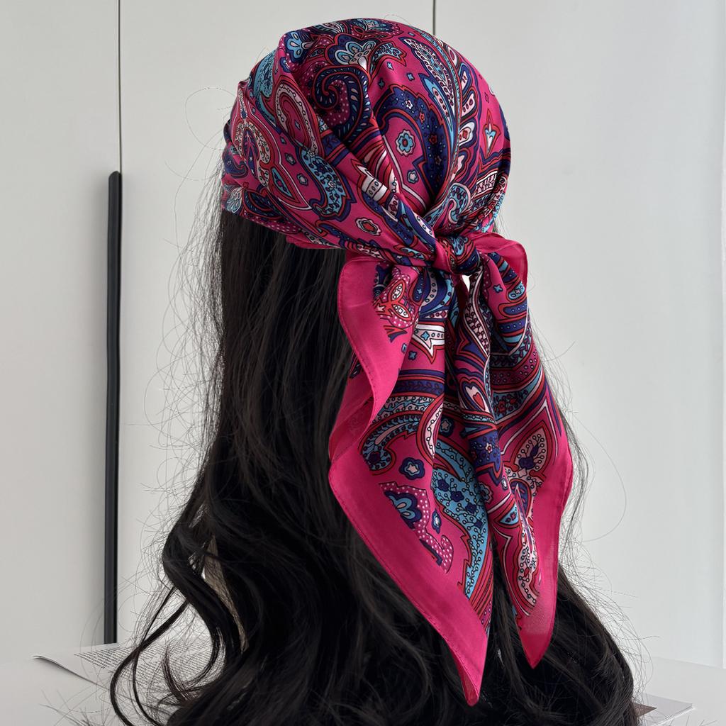 1 Pcs 27.5 Inches Satin Head Scarf Silk Like Hair Scarf Stain Bandana Hair Wrap Neck Scarf For Women(Brown)