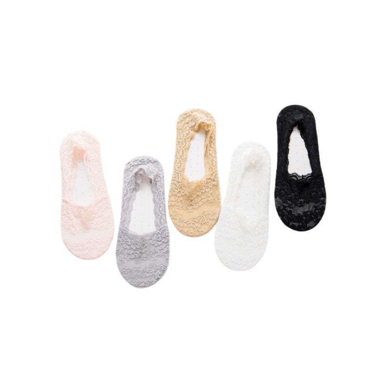 Women's Lace Boat Socks: Low-Cut Invisible, Summer Thin, Breathable, Non-Slip Heel-Grip