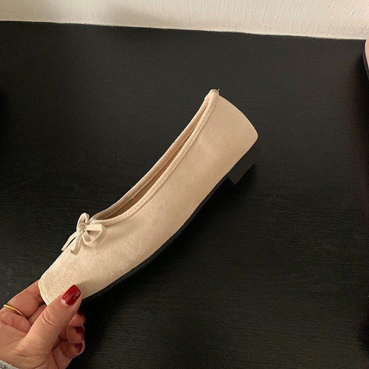 Flat-bottomed retro women's shoes red single shoes bow shoes pedal lazy shoes spring and autumn