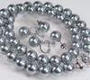 [Your and My Jewelry Box] Velveteen Case Black Pearl Necklace, Akoya Pearl Earrings SetGray 9mm 42cm [Gift Wrapped] Earrings