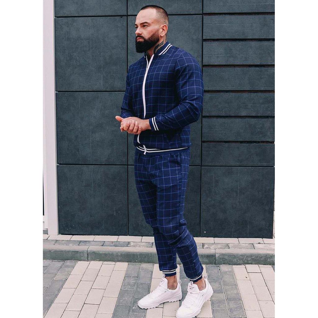 Men's Suit Casual Men's Clothing European and American Fashion Brand Large Size Sportswear Two-piece Set
