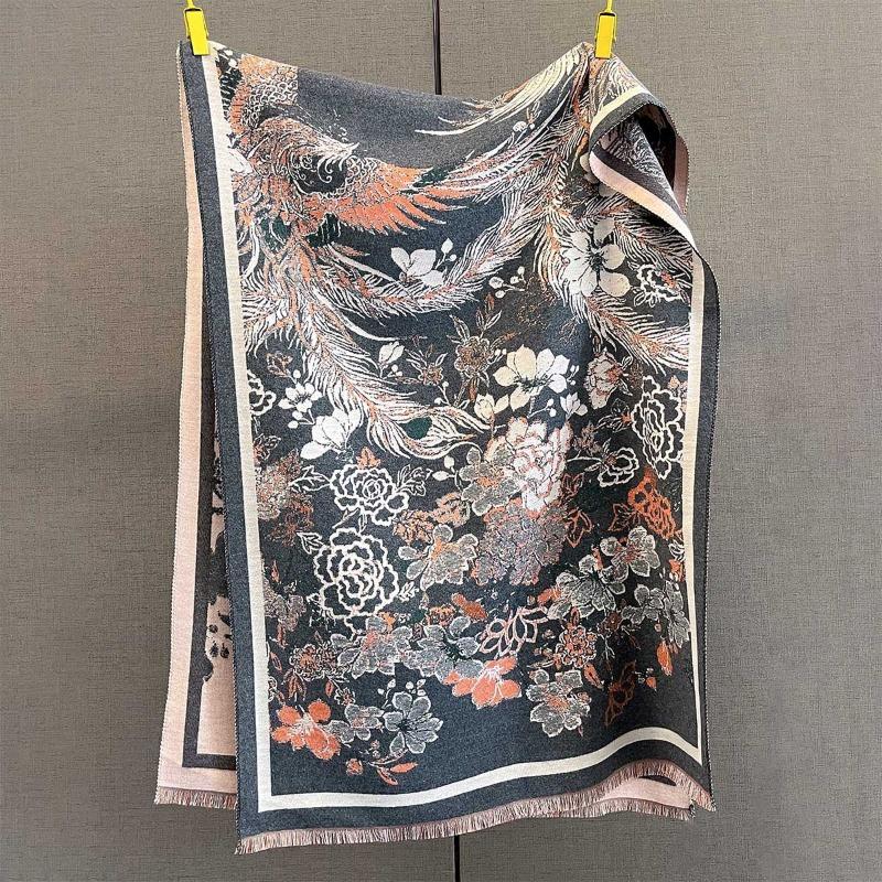 

Autumn and winter new phoenix flower jacquard scarf women s fashion versatile thickened warm scarf shawl dual-purpose 185*65cm