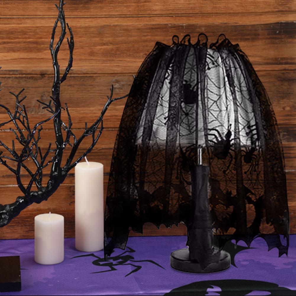 Față de masă din dantelă neagră pânză de păianjen, runner de masă, fular pentru șemineu pentru petrecere de Halloween, decorațiune pentru casă