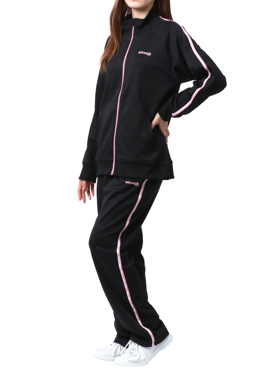 

Комплект спортивного костюма Kaepa с флисовой подкладкой, логотипом сбоку, защитой от УФ-лучей, длинным топом и верхом спортивного костюма, идеально подходящий для и размер женский осень/зима подкладка, тесьма, защита, чёрный