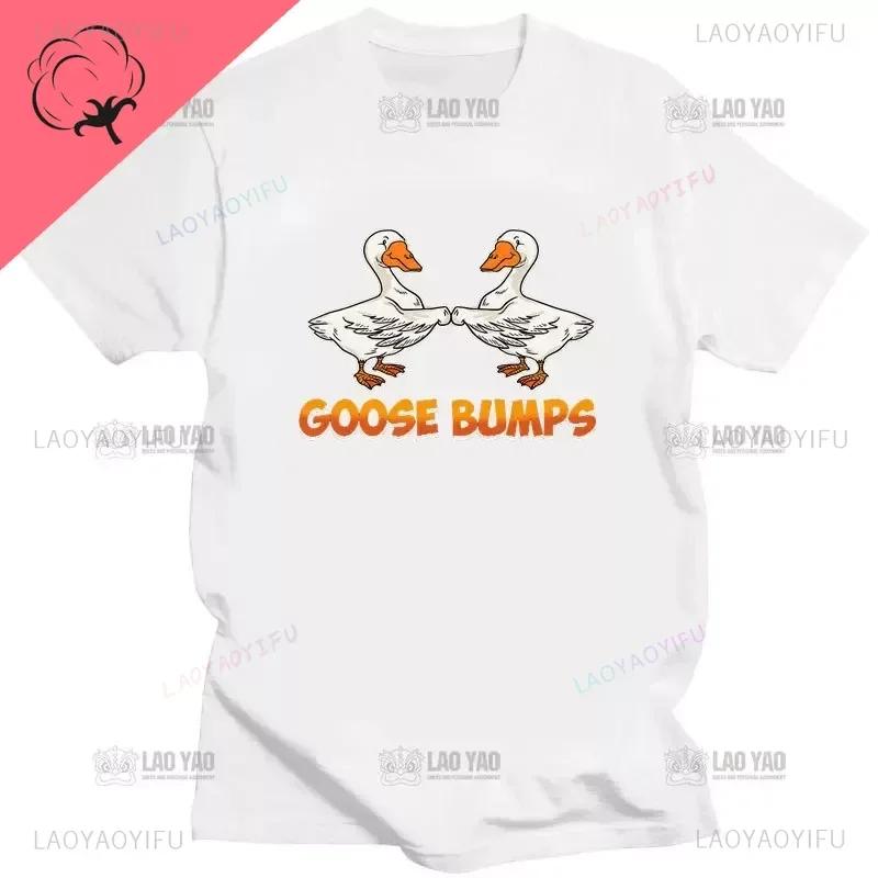 Kawaii Koszulka z Gęsią Zabawna Koszulka Gęsia Skórka Głupia Gęś Kobiety Mężczyźni Casualowe Topy do Dojazdów Oversizowa Koszulka Camisetas Koszulki na Zamówienie