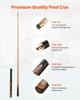 Pool Cue, 1447.8mm Jointed Snooker Cue, Snooker Cues Stick with Extension Rod & 9.5mm Leather Tip, 538g Pools Stick for Professional Pool Table, Bar,