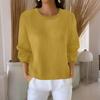 Women's Fashionable Casual Knitted Top Loose-Fit Solid-Colour Long-Sleeved Jumper
