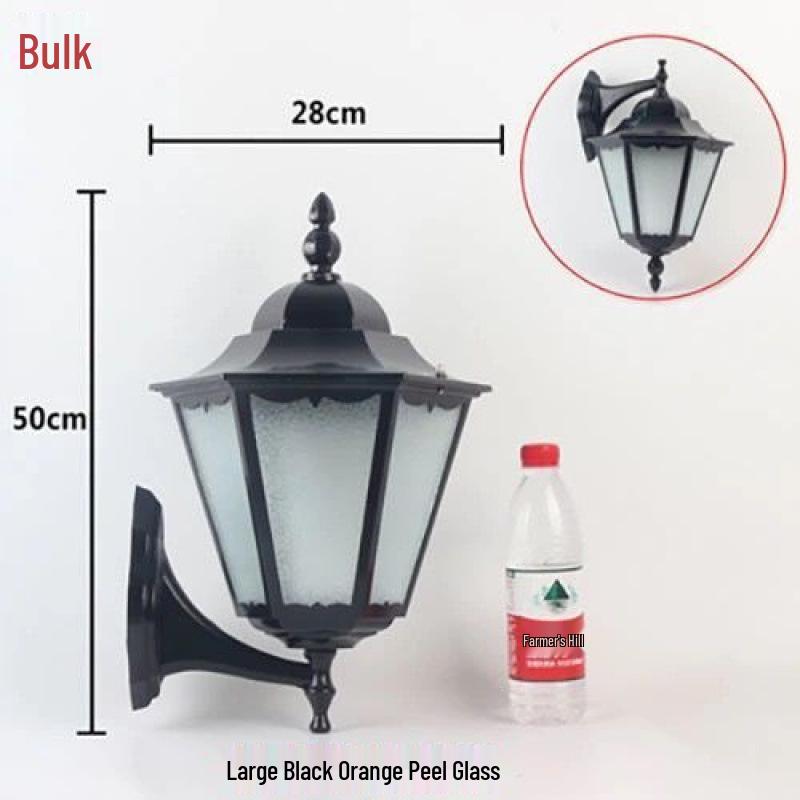 Hexagonal Outdoor Wall Light: European Retro Waterproof Lamp in Antique Bronze Black for Balcony Decor