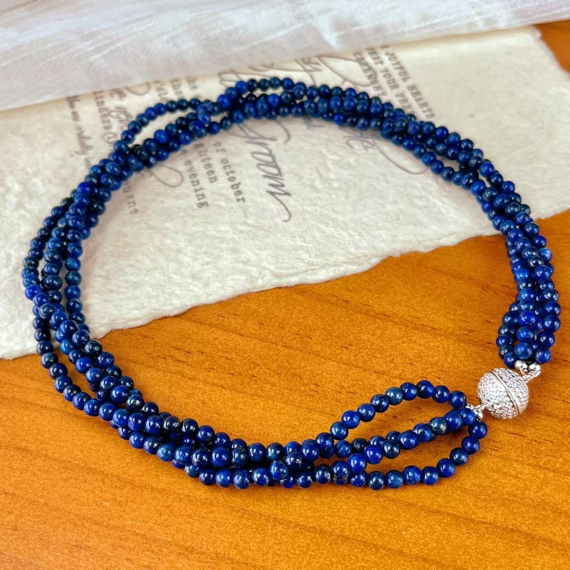 

Винтажное многослойное высококачественное ожерелье-чокер из натурального лазурита