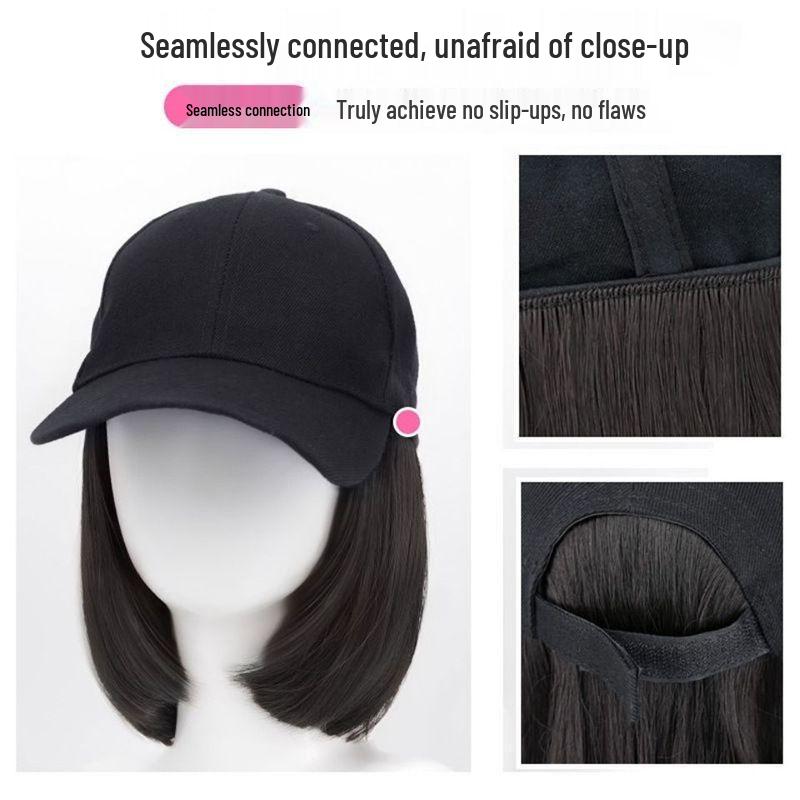 Bob Wig Cap: Women's Versatile Short-Style Synthetic Hair Baseball Cap for Full Gray Hair Coverage.