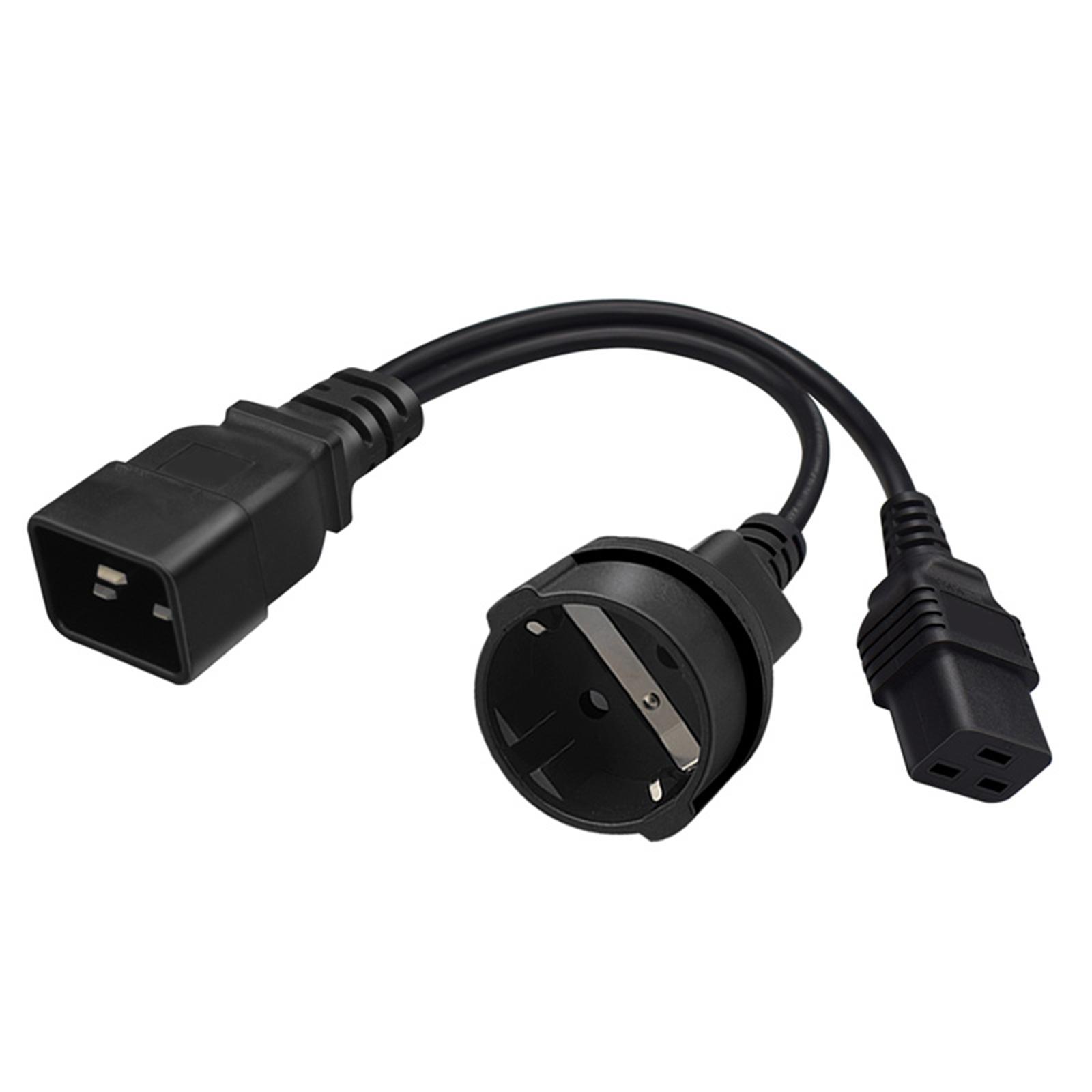 

C20 to C19 + EU4.8MM C20 Splitter (30cm) IEC 320 C20 Male Plug to C19 +EU4.8MM Female Socket Y Split Power Extension Cable