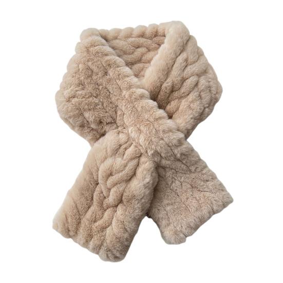 Winter Scarf Soft Imitation Rabbit Fur Solid Color Design Short Scarf Thickened Warm Plush