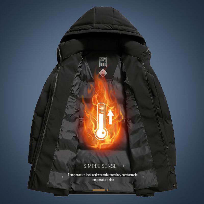 SNOWFLYING Men's 90% Down Mid-Length Detachable Hood Puffer Jacket