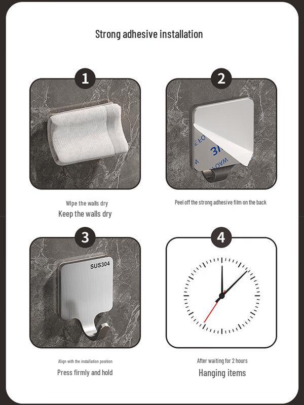 LIEI 304 Stainless Steel Self-Adhesive Wall Hook