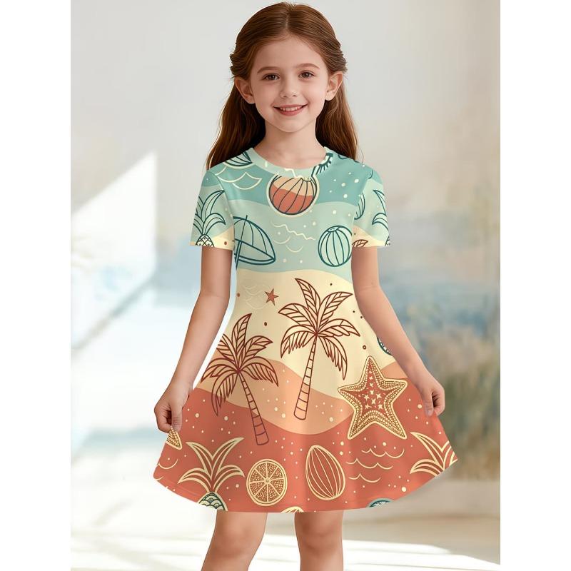 2026 Summer Hot Sale Strawberry Print Kids Princess Dress Comfortable Casual Fruit Kids' Beach &