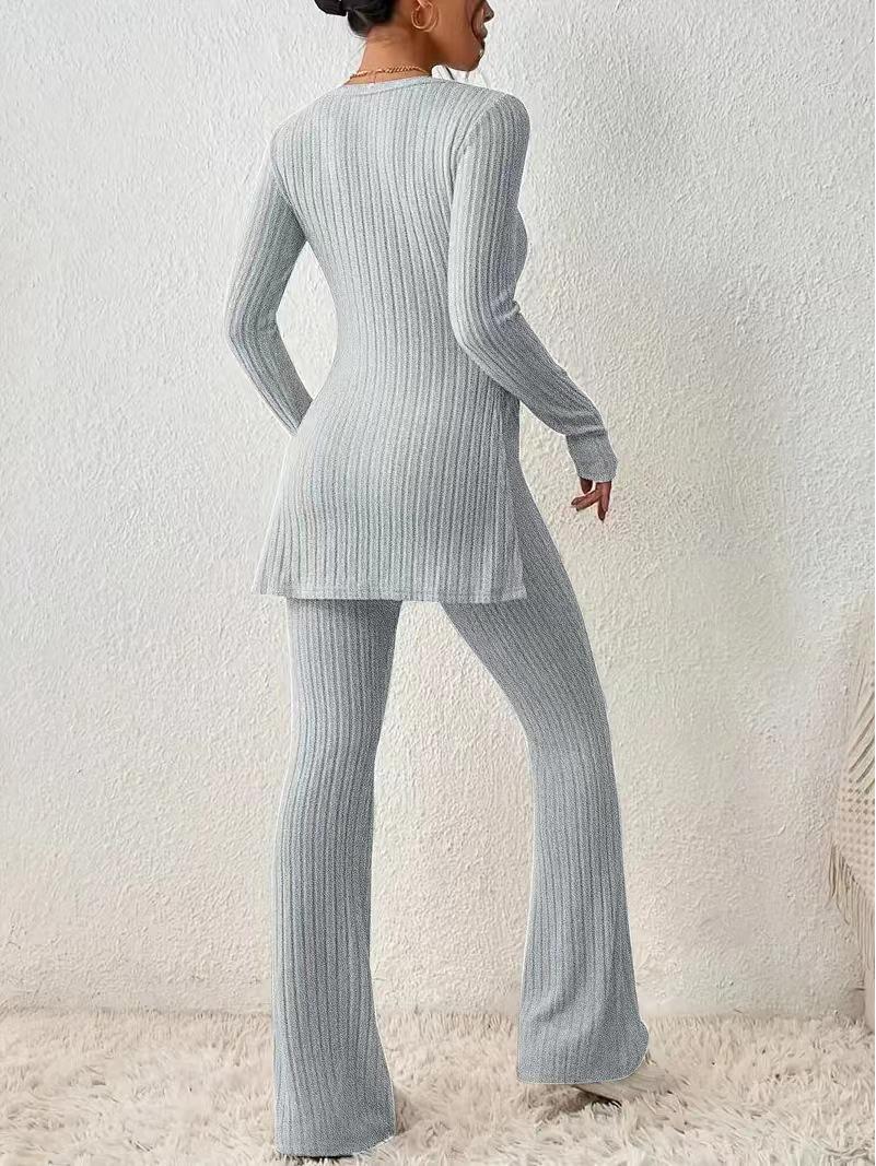 

Европейский и американский женский облегающий трикотажный рубчик - Однотонный, Сексуальная повседневная мода XL светло-серый