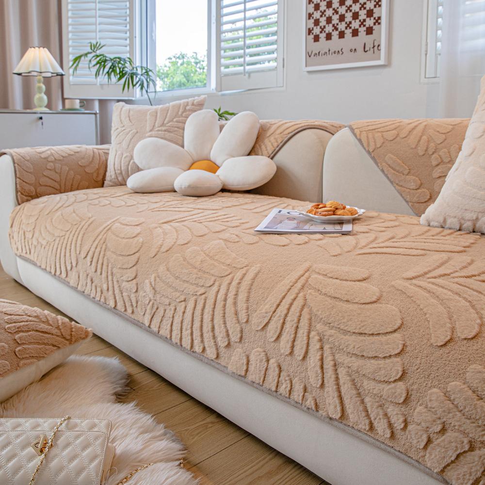 Plush Sofa Cushion Winter Thicken Thermal Cushion Non-Slip Leather Sofa Cover