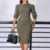 2025 Summer Women's Solid Color V-Neck Slimming Dress: Elegant and Fashionable