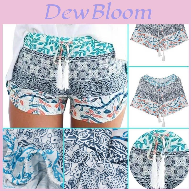 Summer Polyester Print Shorts With Tie Waist For Casual Wear
